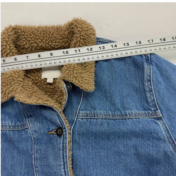 Favorite Daughter Bridget Crop Denim Bomber Jacket Sherpa Lined Concord Relaxed - Picture 14 of 16